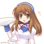  brown_eyes brown_hair katakuriri long_hair solo suzumiya_haruhi_no_yuuutsu tray waitress 