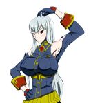  armpits blush body_blush detached_sleeves francs_(pixiv803305) gloves long_hair military_uniform red_eyes selvaria_bles senjou_no_valkyria senjou_no_valkyria_1 silver_hair uniform 