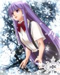  furude_rika higurashi_no_naku_koro_ni long_hair looking_up purple_eyes purple_hair snowflakes solo suspenders violet_eyes 
