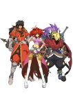  armor black_hair grandia grandia_online horns long_hair mask midriff official_art purple_hair redhead sword 