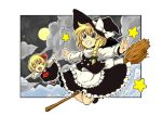 closed_eyes hat kirisame_marisa moon outstretched_arms rumia spread_arms star touhou tsuttsu 