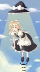  1girl abduction floating hat hat_removed headwear_removed kirisame_marisa masara parody solo surprise surprised touhou ufo witch_hat 