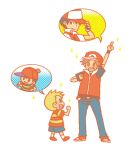  baseball_cap black_hair blonde_hair brown_hair dual_persona gloves hat lucas mother_(game) mother_2 mother_3 ness nintendo pokemon pokemon_(game) pokemon_rgby pokemon_trainer red_(pokemon) red_(pokemon)_(remake) smile spoken_face super_smash_bros. 