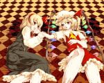  :o blonde_hair blush finger_in_mouth fingers_inside_mouth flandre_scarlet homeless_mk_ii lying multiple_girls on_back on_side rumia touhou wings yuri 