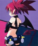  choker demon_girl demon_tail disgaea earrings etna jewelry nippon_ichi pointy_ears red_eyes red_hair redhead solo tail thighhighs twintails wings 