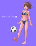  ball barefoot bikini feet kimi_kiss legs open_mouth sakino_asuka soccer_ball solo standing swimsuit telstar 