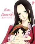  boa_hancock breasts character_name cleavage doll earrings fingernails green_eyes heart jewelry lips long_hair monkey_d_luffy one_piece shoes smile title_drop 