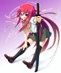  bow katana legs long_hair munashi_mujou red_hair redhead shakugan_no_shana shana solo sword thigh-highs thighhighs weapon zettai_ryouiki 