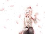  1girl animal_ears bare_shoulders blush breasts dagitsune_yuu detached_sleeves hat highres inubashiri_momiji looking_back red_eyes see-through short_hair silver_hair solo tagme tail tokin_hat touhou wolf_ears wolf_tail 