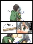  1boy 1girl bamboo_broom blue_hair broom comic couple faceless faceless_male gaoo_(frpjx283) green_eyes highres kiss komeiji_koishi third_eye touhou translated 