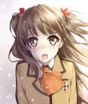  1girl brown_eyes brown_hair clock_(clockart) hisanuma_sayu long_hair nagi_no_asukara school_uniform snow tears twintails 