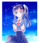  1girl blue_eyes blue_hair hiradaira_chisaki long_hair nagi_no_asukara school_uniform side_ponytail sy_o 