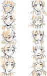  1boy 1girl expressions kitashirakawa_tamako long_hair momose_(oqo) monochrome ooji_mochizou school_uniform short_hair tamako_market 