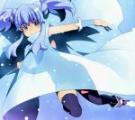  1girl blue_eyes blue_hair cape crown cure_princess happinesscharge_precure! long_hair magical_girl precure shirayuki_hime silhouette smile tasaka_shinnosuke thigh-highs twintails 