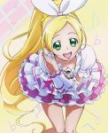  blonde_hair brooch cure_rhythm frilled_skirt frills green_eyes hairband haruyama_kazunori jewelry long_hair looking_at_viewer magical_girl minamino_kanade musical_note open_mouth ponytail precure skirt suite_precure 