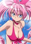  1girl alternate_costume bikini_top blue_eyes breasts clouds cure_melody hairband houjou_hibiki long_hair manji_(tenketsu) pink_hair precure sky solo suite_precure twintails 