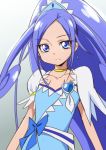  1girl blue_eyes blue_hair choker cure_diamond dokidoki!_precure heart hishikawa_rikka long_hair magical_girl manji_(tenketsu) ponytail precure solo 