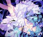  1girl aqua_hair bare_shoulders closed_eyes dress fish hands_clasped hatsune_miku leg_garter long_hair p0ckylo smile solo twintails vocaloid white_dress 