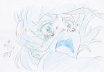  1girl close-up commentary highres key_frame kill_la_kill matoi_ryuuko official_art open_mouth partially_colored production_art sketch solo tears trigger_(company) 