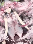  1girl cherry food fruit hatsune_miku highres long_hair petals pink_eyes pink_hair saihate_(artist) sakura_miku skirt solo twintails very_long_hair vocaloid 