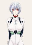  1girl ayanami_rei blue_hair breasts haze00 impossible_clothes large_breasts neon_genesis_evangelion plugsuit red_eyes short_hair solo 