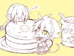  2boys :d animal_ears blazblue chibi heterochromia jin_kisaragi kuro_yuzu monochrome mouse_ears mouse_tail multiple_boys open_mouth ragna_the_bloodedge smile tail 