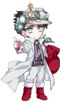  1boy black_hair blue_eyes boots chibi christmas christmas_ornaments hat haze00 head_wreath jojo_no_kimyou_na_bouken kuujou_joutarou solo wreath 