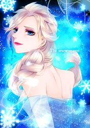  bare_shoulders blonde_hair blue_eyes braid elsa_(frozen) eyeshadow frozen_(disney) lipstick makeup ragi_(pluie) 