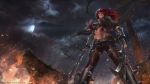  artist_name breasts chris_bjors clouds fire gloves highres katarina_du_couteau league_of_legends midriff moon navel night redhead scar smile sword tattoo tight_pants weapon 