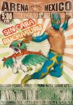  1boy crossover detached_sleeves hawlucha highres mask monji619 pokemon poster sin_cara spanish translation_request wwe 