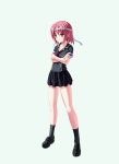  1girl absurdres brown_eyes highres kouichi_eiji original pink_hair school_uniform short_hair solo 