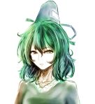  1girl expressionless face green green_hair hat highres looking_at_viewer portrait short_hair soga_no_tojiko solo tate_eboshi touhou yuxyon 