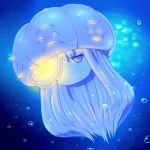  blank_stare bubble glowing hata_no_kokoro jellyfish long_hair new_mask_of_hope pink_eyes pink_hair shirosato touhou water 