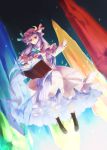  1girl bare_legs book boots bow crescent hair_bow hat long_hair looking_at_viewer patchouli_knowledge purple_hair shingo_(missing_link) solo touhou violet_eyes 