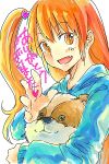  amamiya_rizumu fang long_hair nai_(erumaria) orange_hair pretty_rhythm pretty_rhythm_aurora_dream side_ponytail stuffed_animal stuffed_toy teddy_bear 