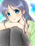  1girl blue_eyes blue_hair hiradaira_chisaki long_hair nagi_no_asukara shimeji_ponzu thigh-highs 