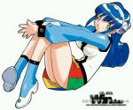  1girl blue_hair long_hair looking_at_viewer os-tan personification skirt solo winchan yellow_eyes yoshizaki_mine 