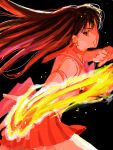 1girl bishoujo_senshi_sailor_moon black_hair fire flame hino_rei long_hair mabo77x1 red_skirt sailor_mars skirt solo tegaki 