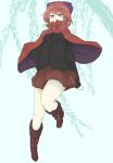  1girl bare_legs boots bow breasts cape hair_bow long_sleeves red_eyes redhead sekibanki short_hair skirt solo touhou tyouseki 