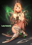  1girl blonde_hair breasts butterfly_(weapon) cleavage defense_of_the_ancients dota_2 highres instant-ip large_breasts lips navel parted_lips solo violet_eyes 