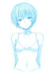  1girl bare_shoulders blush bra breasts cleavage highres looking_at_viewer original rakuga_kitarou short_hair sketch solo underwear 