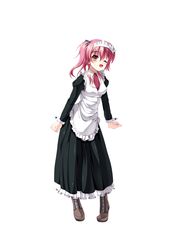  1girl absurdres brown_eyes highres kouichi_eiji long_hair maid original pink_hair solo wink 