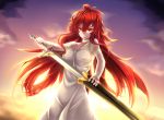  1girl fi-san highres long_hair original red_eyes redhead solo sword weapon 