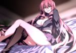  1girl akuma_no_riddle breasts character_request drill_hair grin large_breasts long_hair looking_at_viewer nakahira_guy pink_hair smile solo thighs very_long_hair 