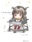  1girl baby baby_walker black_gloves blush_stickers child gloves hairband kantai_collection ko_ru_ri long_hair nagato_(kantai_collection) solo translation_request younger 