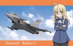  ahoge airplane clouds cravat crossed_arms frown glasses highres keygift military military_uniform pantyhose perrine_h_clostermann rafale sky strike_witches uniform 
