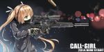  1girl aiming assault_rifle blonde_hair blue_eyes casing_ejection english gun headset highres long_hair long_sleeves original rifle shell_casing sl-8 solo suppressor twintails weapon yuri_shoutu 