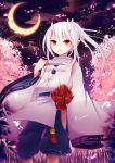  bell cherry_blossoms chiyomatsu crescent_moon goma_(11zihisin) highres horns japanese_clothes knife moon oni_mask pointy_ears trap 