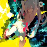  1girl arms_up closed_eyes dress hatsune_miku long_hair rella sandals solo twintails vocaloid 