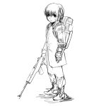  backpack bag boots coat fallout_3 gloves gun guoguang mini-14 rifle short_hair sketch weapon 